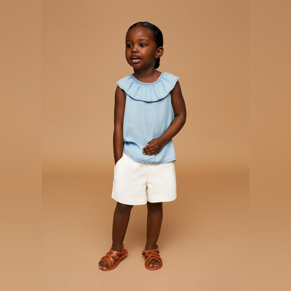 Mango Light Blue Ruffled Lyocell blouse Top for girls 3-4T